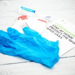 glove, mask and leaflet
